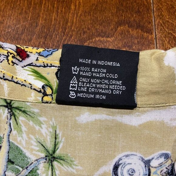 Uluwatu Casual Hawaiian Surf Beach Tan Multicolored Button Front Shirt Men's M - Picture 8 of 10